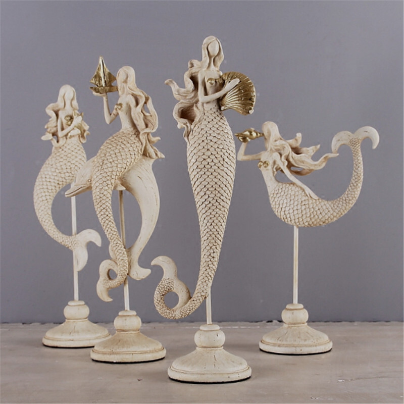 歐式復(fù)古美人魚擺件 樹脂工藝打造的家居藝術(shù)珍品